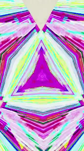 Vertikal Video Glitch Konst Pixelstrålar Bitars Ljud Neon Rosa Gul — Stockvideo