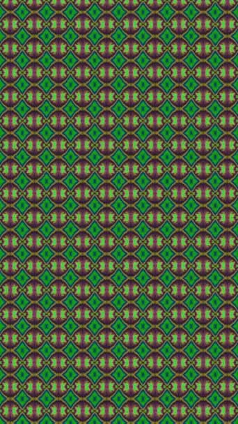垂直录像 马赛克图案的抽象背景 绿色紫色橙色点几何设计对称装饰运动 — 图库视频影像