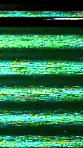 Dikey Video Analog Gürültü Sinyal Bozulması Vhs Kaydedici Yeşil Turuncu — Stok video