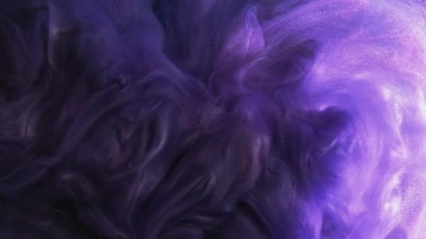 Блестящий Дымовой Вихрь Краска Воды Волшебное Заклинание Фиолетовый Цвет Блестящий — стоковое видео
