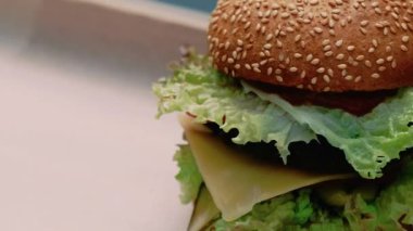 Fast food yemeği. Restoran siparişi. Yemekleri tepside servis etmek ketçap patates kızartması sağlıksız beslenme sağlar..