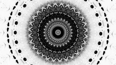 Ayrıntılı siyah beyaz mandala radyal simetri soyut geometrik desen resimleme arka planını hipnotize ediyor.