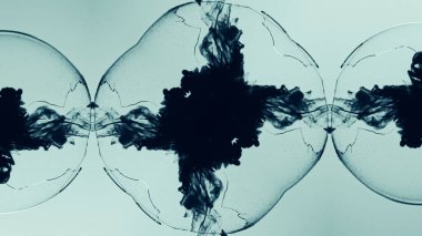 Siyah mürekkep simetrik dizaynlar girdap gibi su sanatsal rüya gerçeküstü elementler sanat çizimi soyut arkaplan.