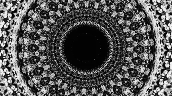 stock image Detailed black white mandala with intricate geometric patterns for meditation mindfulness themes art illustration abstract background.