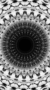 Meditasyon için karmaşık simetrik tasarıma sahip tek renkli mandala yaratıcı sanat illüstrasyonu soyut arka plan.