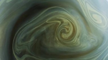 Su karışımı boya. Sis girdabı. Odaklanmamış altın rengi parıldayan parlak parçacıklar desen sisi dönen dalga hareketi soyut sanat arkaplanı.