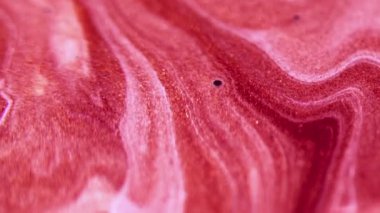 Parlak sıvı dalga. Akrilik sim akışı. Odaklanmamış pembe altın rengi ışıldayan parçacıklar mermer desen boya soyut sanat arka planı döküntüsü.