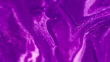 Köpüklü sıvı damlası. Akrilik sim akışı. Odaklanmamış neon beyaz renk parıldayan parçacıklar mermer desen mürekkep dökülmesi soyut sanat arka planı.