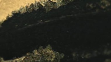 Köpüklü boya. Mürekkep damlası. Işıldayan sıvı. Sıvı lüks kozmetik akış hareketinin özgün sanat arka planının karıştırılmış gümüş sarısı siyah rengi.