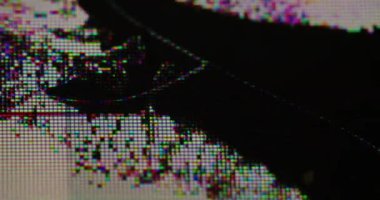 Hasarlı matris. Monitör kaplaması. Kırık piksel arızalı camlara siyah mürekkep yayılmasını göster. Titrek bulanık plazma TV yüzey dokusu.