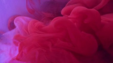 Boya sıvısı. Renkli duman bulutu. Su altında sıçrama. Soyut arkaplanda canlı kırmızı mor patlama buhar dalgası sanat dokusu.