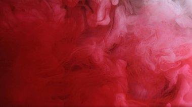 Duman akışı. Alev boya. Odaklanmamış kırmızı beyaz sis dumanı sisi su soyut sanat arka planına buhar mürekkebi dokusu sıçratır.