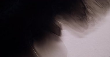 Boyayı yayıyorum. Grunge sıvısı. Pürüzsüz siyah suluboya, ıslak beyaz kağıda dökülmüş. Kirlilik, odaklanmış olmayan soyut arkaplanı açığa çıkarıyor.