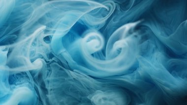 Duman girdabı. Mürekkep döküldü. Mavi spiral girdap fırtına akışı sanat renk sıvısı. Buhar akışını harmanla soyut doku parlak odaklanmış arkaplan.