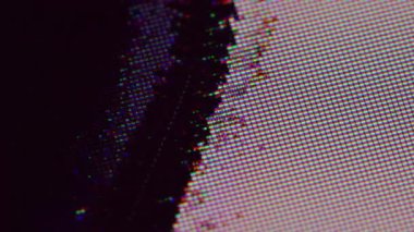 Grunge pikseli. Matris arızası. Titrek odaklanmış ızgara hatası. Gökkuşağı dijital gürültü çatlak ıslak mürekkep sıkıntılı cihaz görüntüleme dokusu.