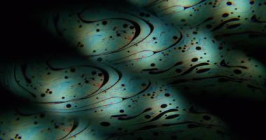 Benzin yağı. Kaleydoskop yağı. Soyut bulanık arkaplan sabunu üzerindeki renkli ışık prizması lekesi siyah yüzey optik efekti.