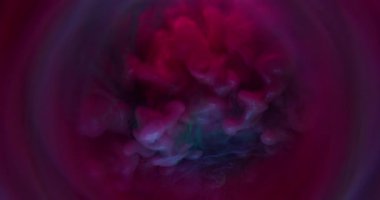 Sanat sisi. Renkli dalga. Pembe, mor, çözünmüş, dumanlı su arka planı. Soyut küre neon boya şişirme halka mercek.