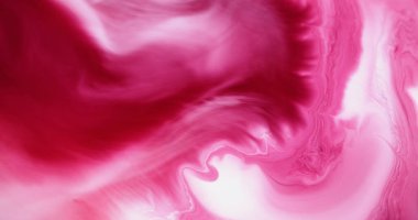 Akrilik karışımı. Boya damlası. Soyut arkaplanda yüzen pembe, beyaz, nemli, ışıl ışıl parçacıklar özü emülsiyon dalgası..