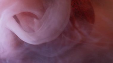 Sanat dumanı. Dalga sisi. Fantezi suluboya mürekkep karışımı bulanık sıvı parıltılı dekoratif figür turuncu bakır soyut arka plan.