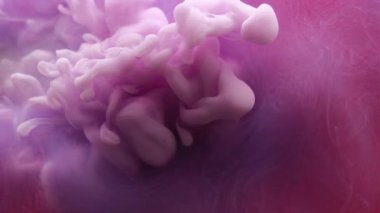 Renk karışımı. Buhar boyası. Soyut sanat akrilik yaratıcı ruhani arka planda dönen suda çözünmüş pembe duman mürekkebi dokusu..