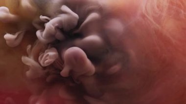 Buhar girdabı. Sis sıçraması. Soyut sanat arka planında yüzen su akışkan duman dokusunda çözünmüş mor pembe renk boya..