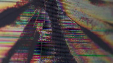 Grunge pikseli. Matris hasarı. Bilgisayar çizik ekranında gökkuşağı bozulması. Siyah şekilsiz ölü bölge nokta hatası yayılma etkisi azaldı.