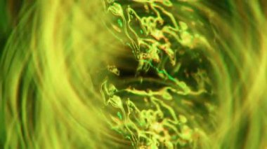 Görüntü parıldayan sanat. Oksijen kabarcıkları. Renkli sarı parlak parçacıklar parlak mercek ışıltısı ışınlar soyut bokeh ışık arkaplanını açıyor.