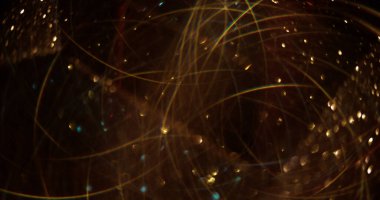 Çelenk bulanıklığı. Altın kıvılcım. Işıldayan sarı renkli yıldız mercekleri koyu renkli bokeh ışığı üzerinde parıldıyor modern soyut arkaplan.