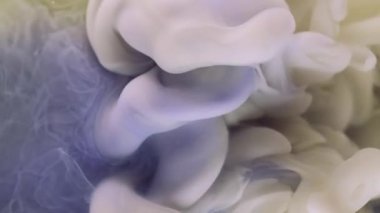 Buhar akışı. Fantezi sıvısı. Yeşil gri menekşe rengi boya sis dalgası girdap karışımı soyut arkaplan. Bulanık çözünen boya suyu sıçraması.