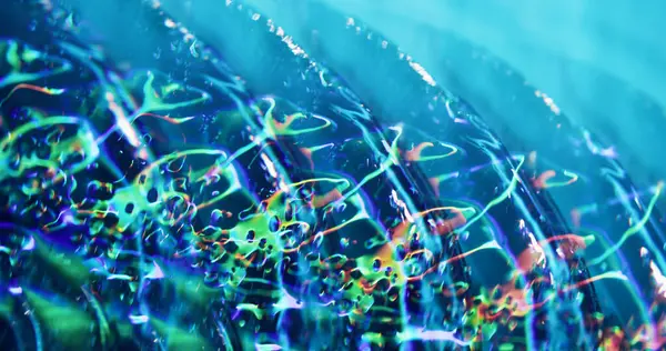 Bulanık ışık. Göz kamaştırıcı bir doku. Mavi renkli ışık modern soyut arkaplanda ışıldayan parçacıklar mercek parlaklığı.