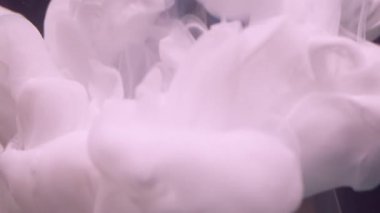 Sıvı mürekkep dumanı. Boya sıçraması. Soyut yaratıcı karanlık sanat arka planında beyaz renkli sis sıvısı piramidi yüzüyor..