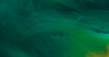 Bulut mürekkebi. Karışım akışı. Bulanık yeşil renk duman dokusu soyut arkaplanda yayılan kimyasal sıvı kıvrım maddesi.