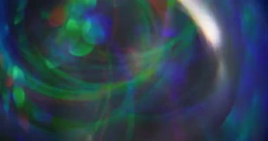 Kaleydoskop daireleri. Bulanık pürüzsüz doku. Yuvarlak çok renkli yeşil mercek modern Bokeh ışığı soyut arkaplanda yanıp sönen kırmızı lens hareketi.