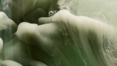 Sis fırtınası. Fantezi dumanı. Yeşil gri mürekkep sıvı duman girdap fırtına patlaması. Duvak boyası, soyut, gizemli, çözünmüş arkaplan rengini harmanlıyor.