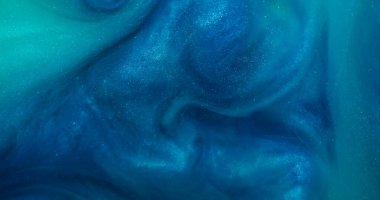 Dalgalanma arka planı. Sis girdabı. Bulanık, mor, yeşil, kimyasal, kıvrımlı, ışıltılı emülsiyon akışı akrilik soyutlamaya yayılıyor..