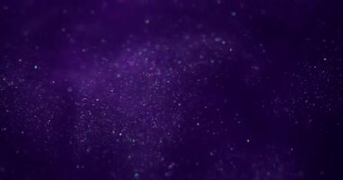 Hipnoz sıvısı. Sanat pırıltısı. Parıldayan karışım parçacıkları bokeh kıvılcımlarında harmanlıyor. Mor boya akışı soyut bulanık arkaplan.