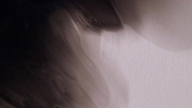 Mürekkep akışı. Grunge sıvısı. Pürüzsüz siyah suluboya, ıslak beyaz kağıda dökülmüş. Kirlilik, odaklanmış olmayan soyut arkaplanı açığa çıkarıyor.