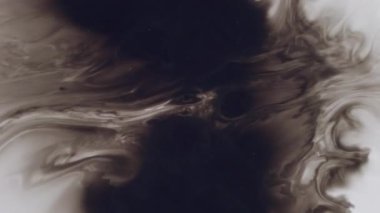 Siyah leke. Mürekkep damlası. Tek renkli bulanık boya, sıçrayan dağınık soyut arkaplan. Kimyasal reaksiyon kirli sıvı leke beyaz yüzey.