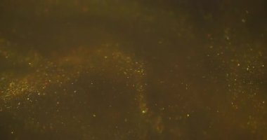 Parıldayan sıvı. Altın akıntı. Renkli peri mürekkebi parlak sanat suyu akışını kaplıyor. Odaklanmamış doku parlayan parçacıklar soyut arkaplanı harmanlıyor.