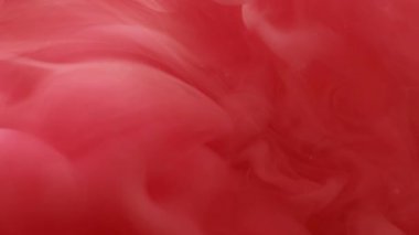 Mürekkep dalgası. Toz dokusu. Odaklanmamış kırmızı, pembe, su içindeki ruhani sıvıya sıçrayan boya soyut sanat eserlerinin yaratıcı arka planında ilerliyor..