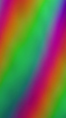 Dikey video. Bulanık soyut ışıltı. Renkli gökkuşağı arkaplanı. Odaksız sızıntı, yeşil ışık çizgileri, titreşimler, ışık yansımaları..