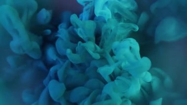 Boya buharı. Bulut karışımı. Mavi gri iki dumanlı sprey resim karışımı. Mürekkep patlaması su karışımı soyut arkaplan çemberi çözünmüş çerçeve.