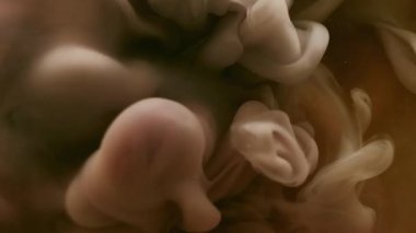 Sis dalgası. Sis sıçraması. Suyun sıvı duman dokusunda çözünmüş mor renkli boya soyut sanat eserlerinin yaratıcı arka planında yüzüyor..