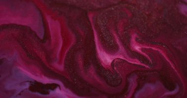 Renk karışımı. Arkaplanı boya. Yaratıcı sanat soyutlamalarında yüzen pembemsi kırmızı, pembe, kimyasal sıvı akan kestane lekeleri..