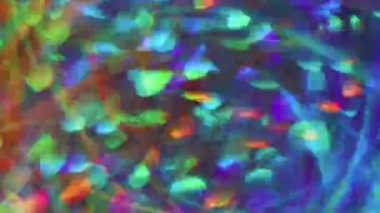 Flaş mercek fişeği. Odaklanmamış ruhani parıltı. Bokeh ışığını açan renkli parıldayan kaleydoskop titreşimi soyut arkaplanı bulanıklaştırdı.