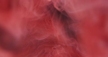 Duman dokusu. Arkaplanı boya. Odaklanamayan pembe dumanlı akrilik ıslak pigment yaratıcı mercan sanatının soyutlamasına yayılıyor..