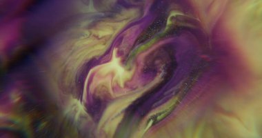 Boya damlası. Mürekkep suyu. Odaklanmamış mor renkli simler soyut yaratıcı neon ışıklı sanat arka planına yayılıyor..