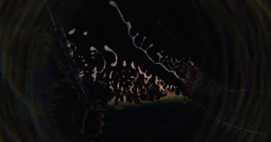 Arıza örtüsü. Renk bozulması. Mor sarı sıçrama, parlayan gürültü, film efektleri, kara sanatın soyut arka planı..