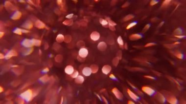 Lazer çemberi. Bulanık yuvarlak. Odaklanmamış kırmızı renkli kıvılcım deseni yanıp sönen spektrum mercek alevi soyut sanat ışığı arka planında akıyor.