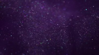 Sihirli buhar Sanat bulanıklığı parıltısı. Parıldayan karışım parlayan parçacıklar Bokeh kıvılcımlarında parlıyor. Mor mor boya akışı soyut arkaplan.